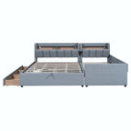 Letto a piattaforma imbottito Twin XL con sistema di archiviazione idraulico