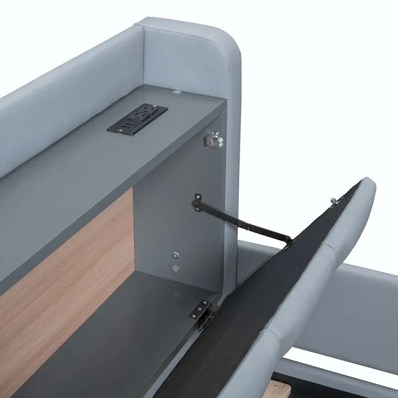 Letto a piattaforma imbottito Twin XL con sistema di archiviazione idraulico