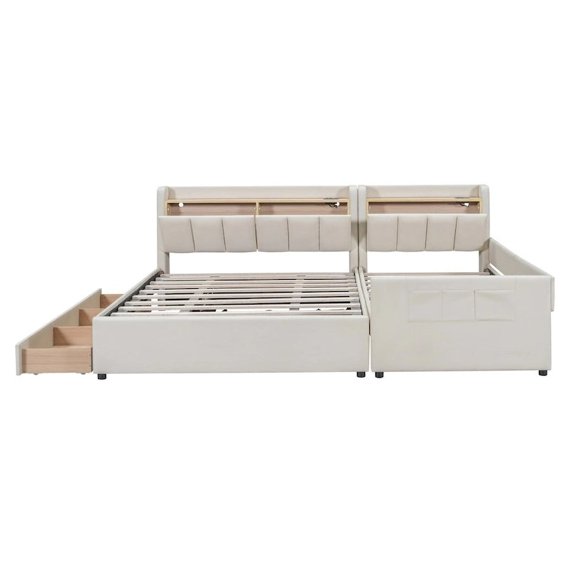 Letto a piattaforma imbottito Twin XL con sistema di archiviazione idraulico