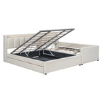 Letto a piattaforma imbottito Twin XL con sistema di archiviazione idraulico