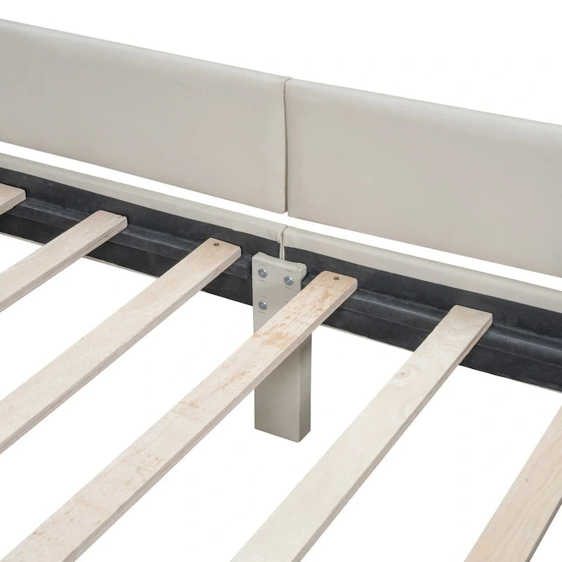 Letto a piattaforma imbottito Twin XL con sistema di archiviazione idraulico