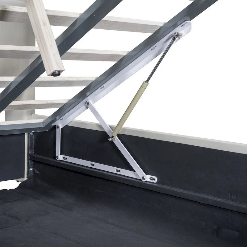 Letto a piattaforma imbottito Twin XL con sistema di archiviazione idraulico