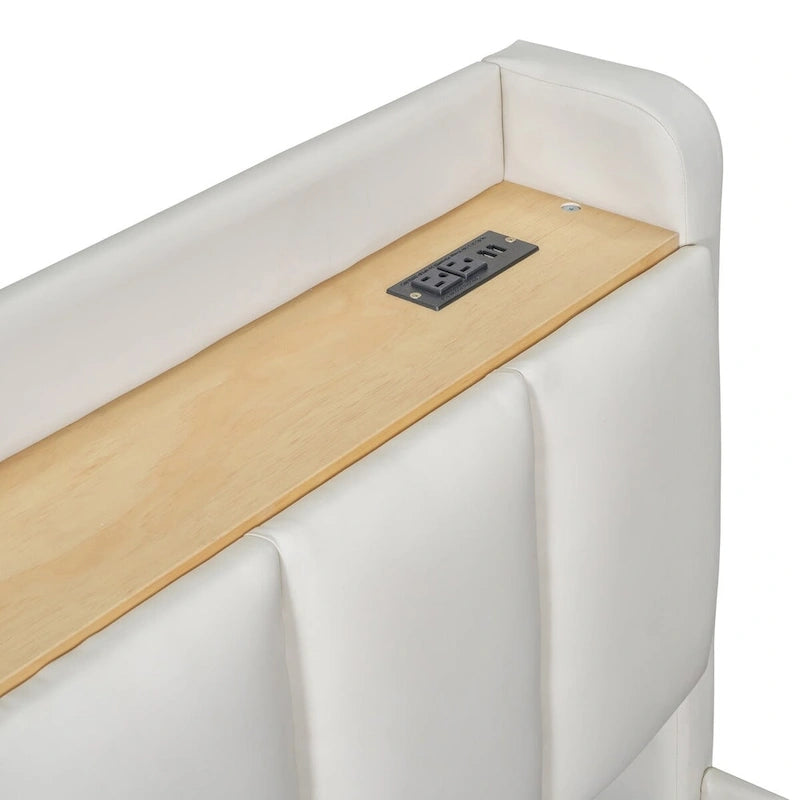 Letto a piattaforma imbottito Twin XL con sistema di archiviazione idraulico