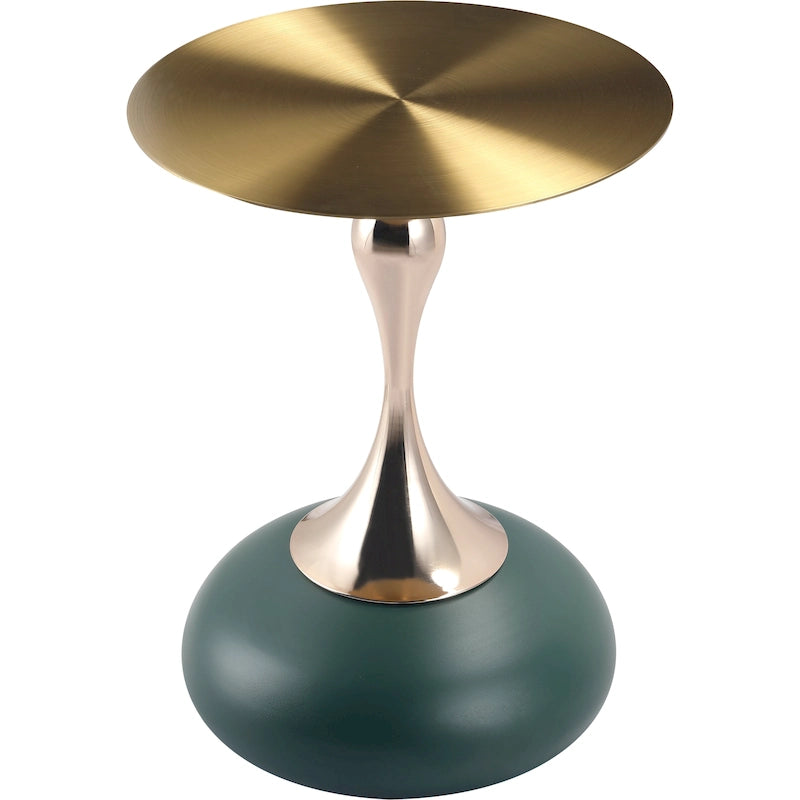 Tavolino Rotondo in Acciaio Inox Dorato da 45 cm con Base a Piedistallo