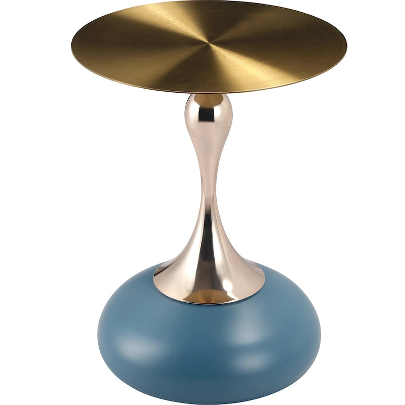 Tavolino Rotondo in Acciaio Inox Dorato da 45 cm con Base a Piedistallo
