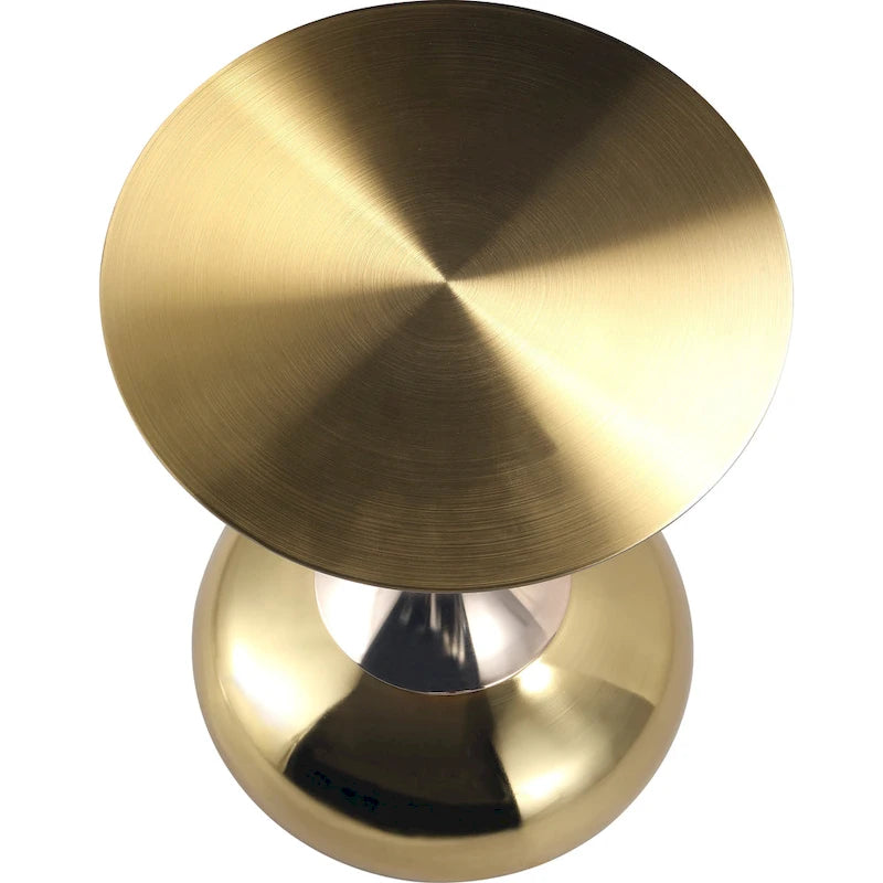 Tavolino Rotondo in Acciaio Inox Dorato da 45 cm con Base a Piedistallo