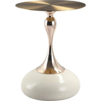 Tavolino Rotondo in Acciaio Inox Dorato da 45 cm con Base a Piedistallo