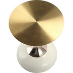 Tavolino Rotondo in Acciaio Inox Dorato da 45 cm con Base a Piedistallo