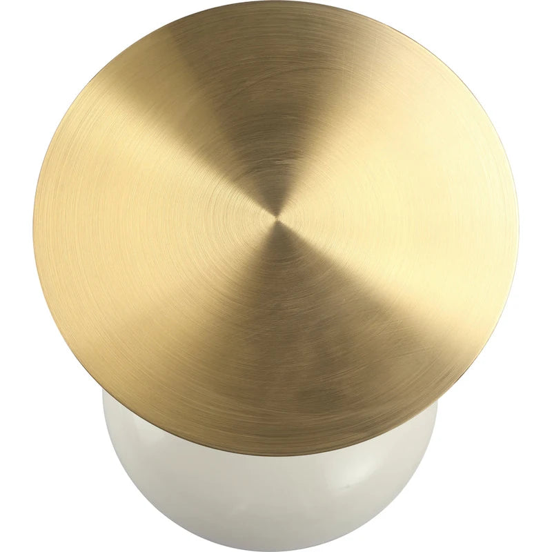 Tavolino Rotondo in Acciaio Inox Dorato da 45 cm con Base a Piedistallo