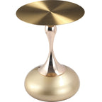 Tavolino Rotondo in Acciaio Inox Dorato da 45 cm con Base a Piedistallo