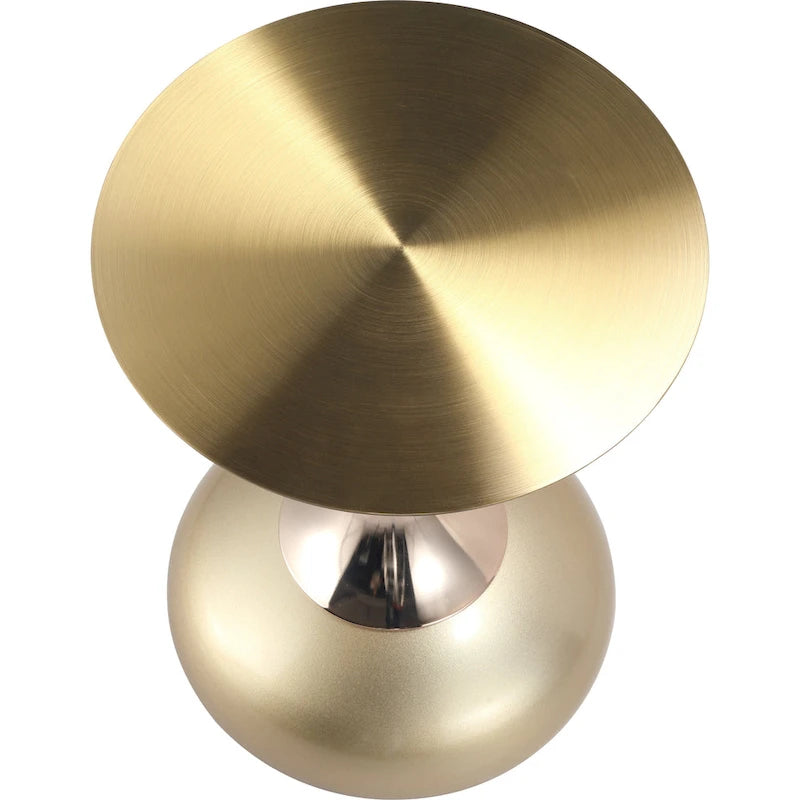 Tavolino Rotondo in Acciaio Inox Dorato da 45 cm con Base a Piedistallo