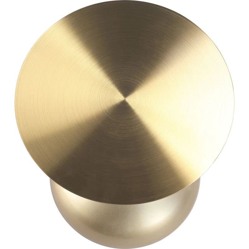 Tavolino Rotondo in Acciaio Inox Dorato da 45 cm con Base a Piedistallo