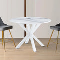 Tavolo da pranzo rotondo moderno minimalista con piano in MDF e gambe in metallo