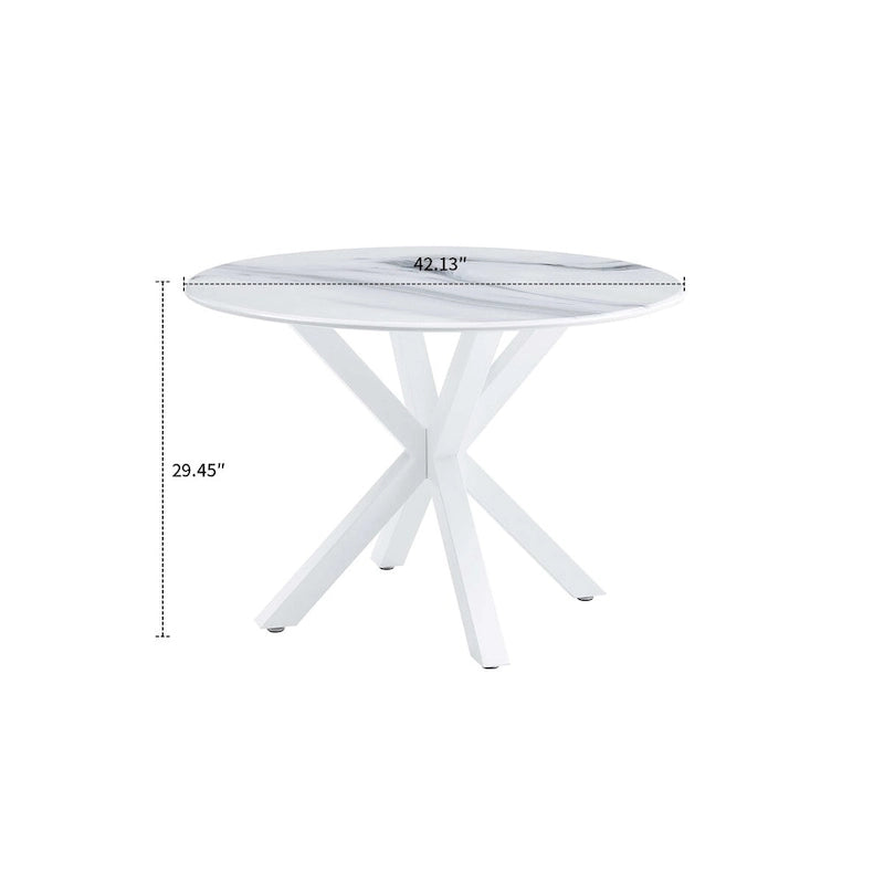 Tavolo da pranzo rotondo moderno minimalista con piano in MDF e gambe in metallo