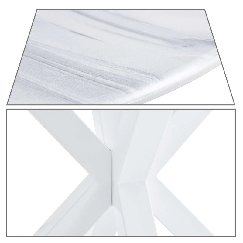 Tavolo da pranzo rotondo moderno minimalista con piano in MDF e gambe in metallo