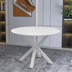 Tavolo da pranzo rotondo moderno minimalista con piano in MDF e gambe in metallo