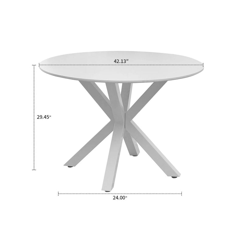 Tavolo da pranzo rotondo moderno minimalista con piano in MDF e gambe in metallo