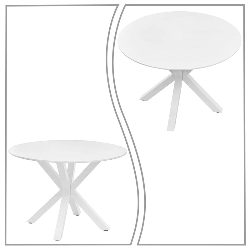 Tavolo da pranzo rotondo moderno minimalista con piano in MDF e gambe in metallo