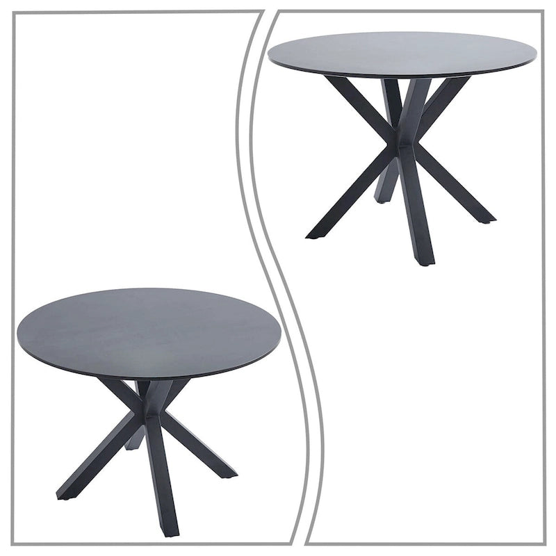 Tavolo da pranzo rotondo moderno minimalista con piano in MDF e gambe in metallo