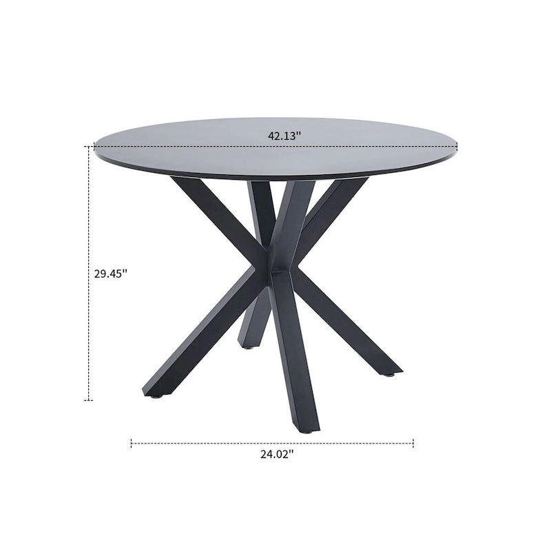 Tavolo da pranzo rotondo moderno minimalista con piano in MDF e gambe in metallo