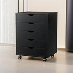 Schedario in legno a 5 cassetti con ruote e guide metalliche