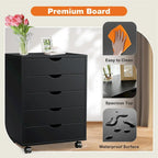 Schedario in legno a 5 cassetti con ruote e guide metalliche