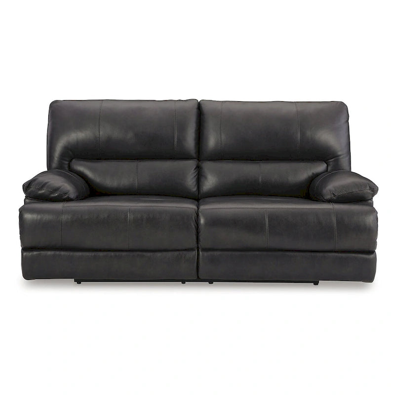 Divano reclinabile elettrico in pelle nera con poggiatesta regolabili - 216 cm