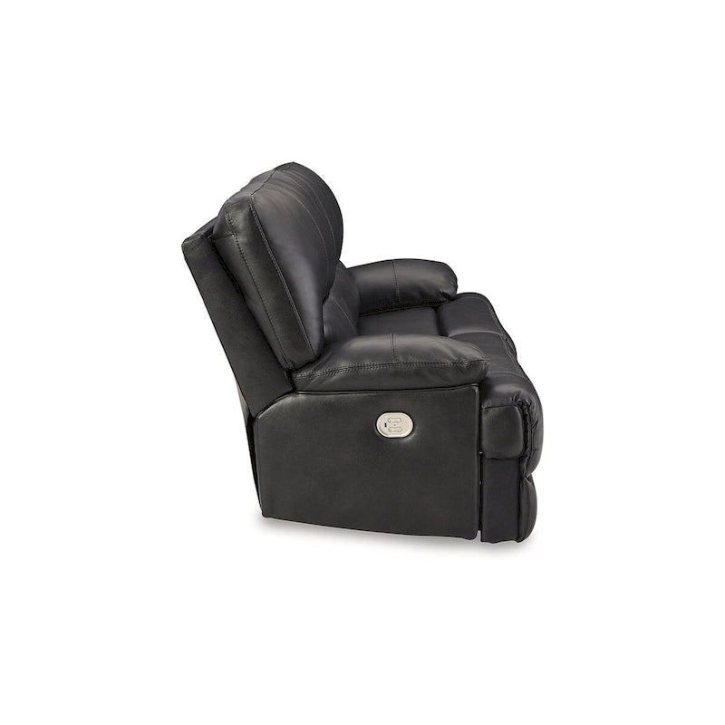 Divano reclinabile elettrico in pelle nera con poggiatesta regolabili - 216 cm