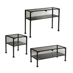 Tavolino da caffè rettangolare 43 in vetro nero e metallo - 18,5 H x 42,5 L x 21 P
