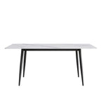Tavolo da Pranzo Rettangolare in Marmo Mid-Century da 79" con 6-8 Posti a Sedere
