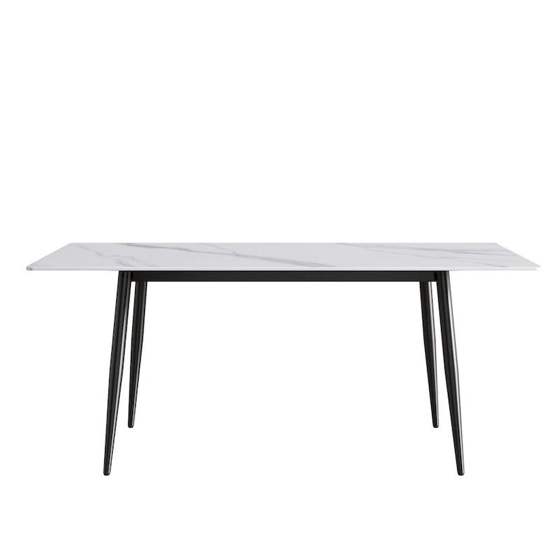 Tavolo da Pranzo Rettangolare in Marmo Mid-Century da 79" con 6-8 Posti a Sedere