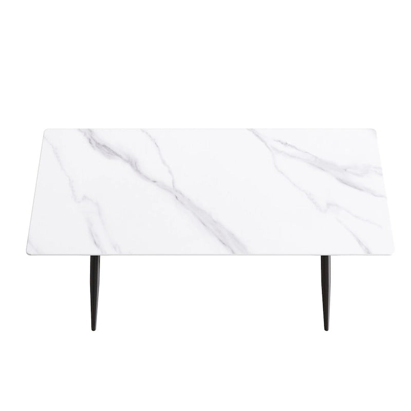Tavolo da Pranzo Rettangolare in Marmo Mid-Century da 79" con 6-8 Posti a Sedere