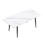 Tavolo da Pranzo Rettangolare in Marmo Mid-Century da 79" con 6-8 Posti a Sedere