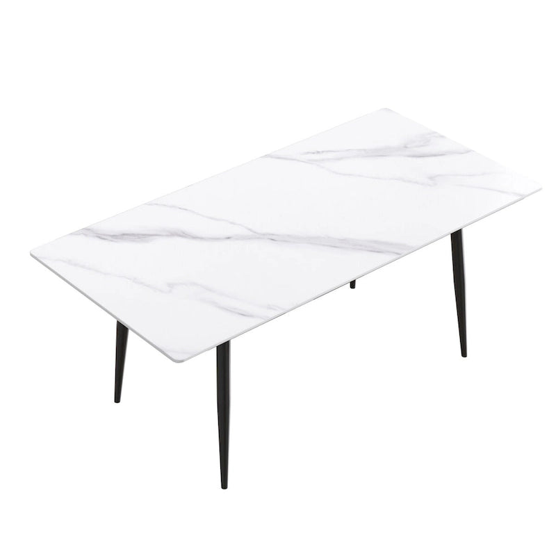 Tavolo da Pranzo Rettangolare in Marmo Mid-Century da 79" con 6-8 Posti a Sedere