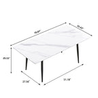 Tavolo da Pranzo Rettangolare in Marmo Mid-Century da 79" con 6-8 Posti a Sedere