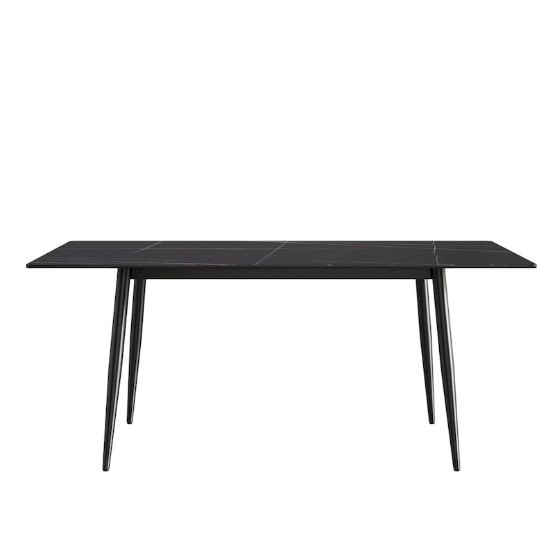 Tavolo da Pranzo Rettangolare in Marmo Mid-Century da 79" con 6-8 Posti a Sedere