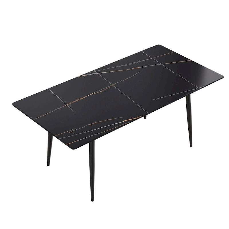 Tavolo da Pranzo Rettangolare in Marmo Mid-Century da 79" con 6-8 Posti a Sedere