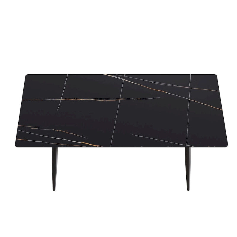 Tavolo da Pranzo Rettangolare in Marmo Mid-Century da 79" con 6-8 Posti a Sedere