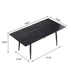 Tavolo da Pranzo Rettangolare in Marmo Mid-Century da 79" con 6-8 Posti a Sedere