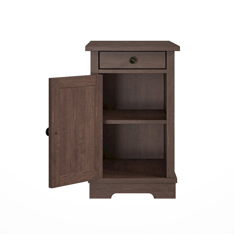 Tavolino/Comodino con ricarica classica con porte USB e vano portaoggetti - 58,4 cm di altezza