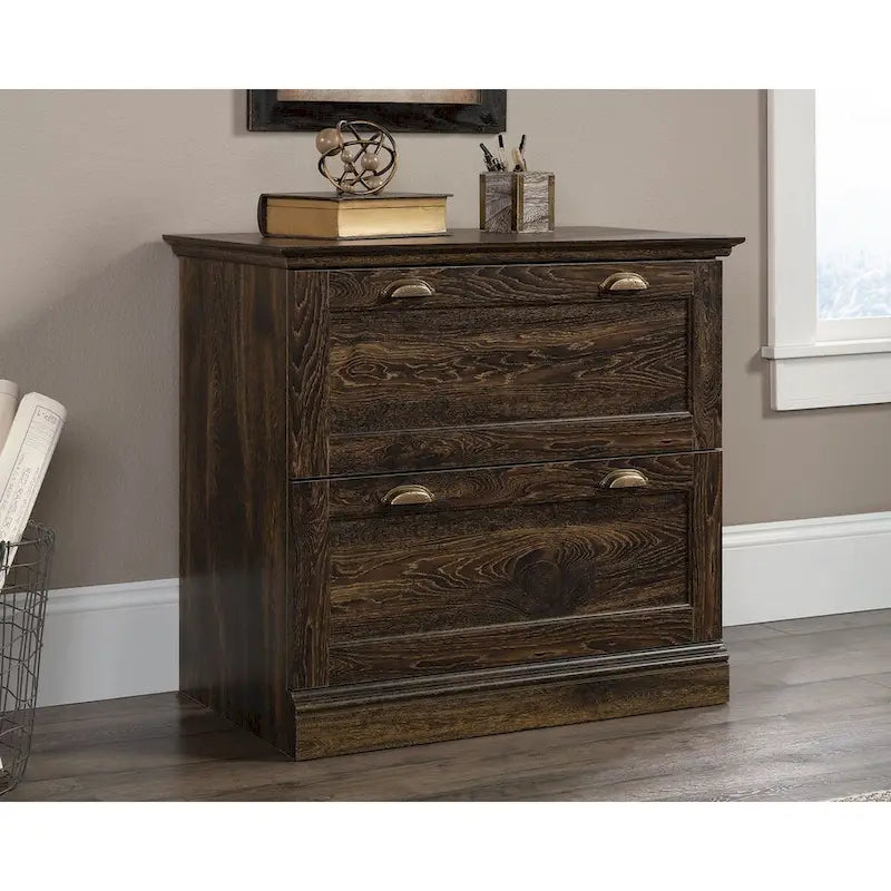 Classificatore orizzontale a 2 cassetti - Finitura Iron Oak, Mobile contenitore per ufficio domestico