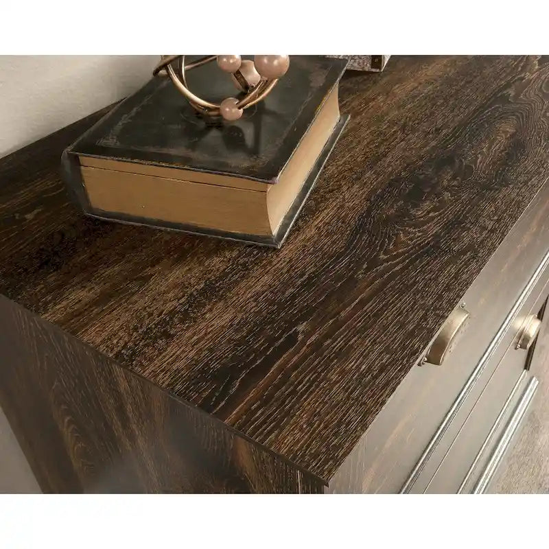 Classificatore orizzontale a 2 cassetti - Finitura Iron Oak, Mobile contenitore per ufficio domestico