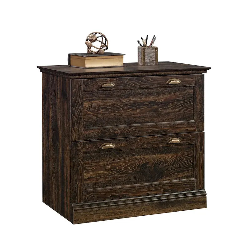 Classificatore orizzontale a 2 cassetti - Finitura Iron Oak, Mobile contenitore per ufficio domestico