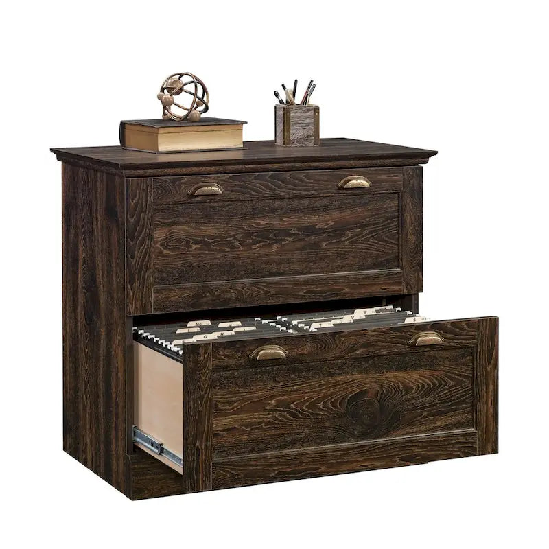 Classificatore orizzontale a 2 cassetti - Finitura Iron Oak, Mobile contenitore per ufficio domestico
