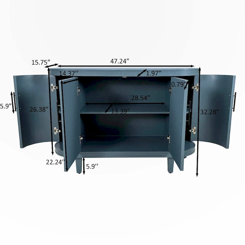 Madia decorativa moderna da 120 cm con ripiani regolabili