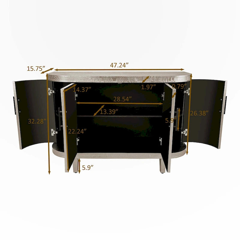Madia decorativa moderna da 120 cm con ripiani regolabili