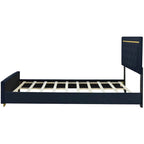 Letto imbottito a piattaforma Queen Size con testiera a capitonné