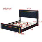 Letto imbottito a piattaforma Queen Size con testiera a capitonné