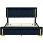 Letto imbottito a piattaforma Queen Size con testiera a capitonné