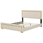 Letto imbottito a piattaforma Queen Size con testiera a capitonné